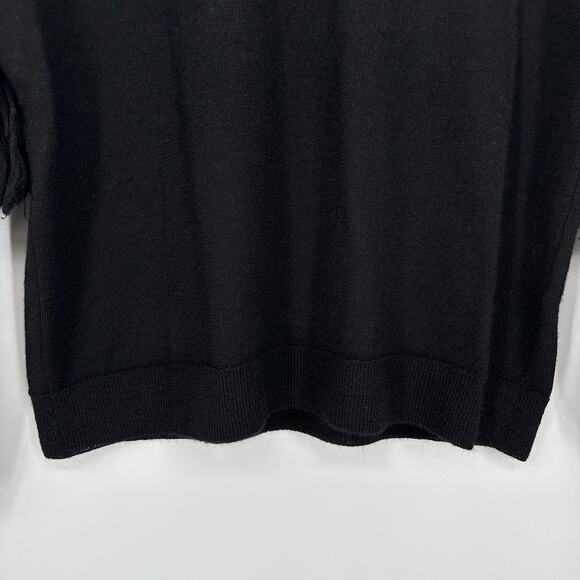 ULLA JOHNSON 100% Alpaca Rosa Fringe Shoulder Sweater Crew Neck, Black - Picture 4 of 8